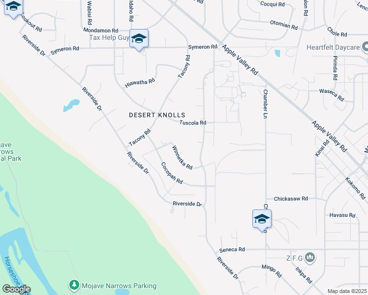 map of restaurants, bars, coffee shops, grocery stores, and more near 18338 Winnetka Road in Apple Valley
