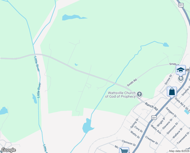 map of restaurants, bars, coffee shops, grocery stores, and more near 777 State Road S-30-24 in Laurens