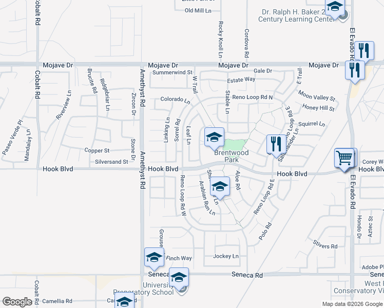 map of restaurants, bars, coffee shops, grocery stores, and more near 14949 Leaf Lane in Victorville