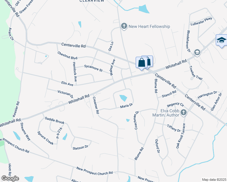 map of restaurants, bars, coffee shops, grocery stores, and more near 106 Maria Drive in Anderson