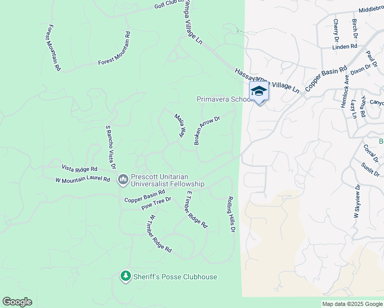 map of restaurants, bars, coffee shops, grocery stores, and more near 1801 Pony Soldier Road in Prescott