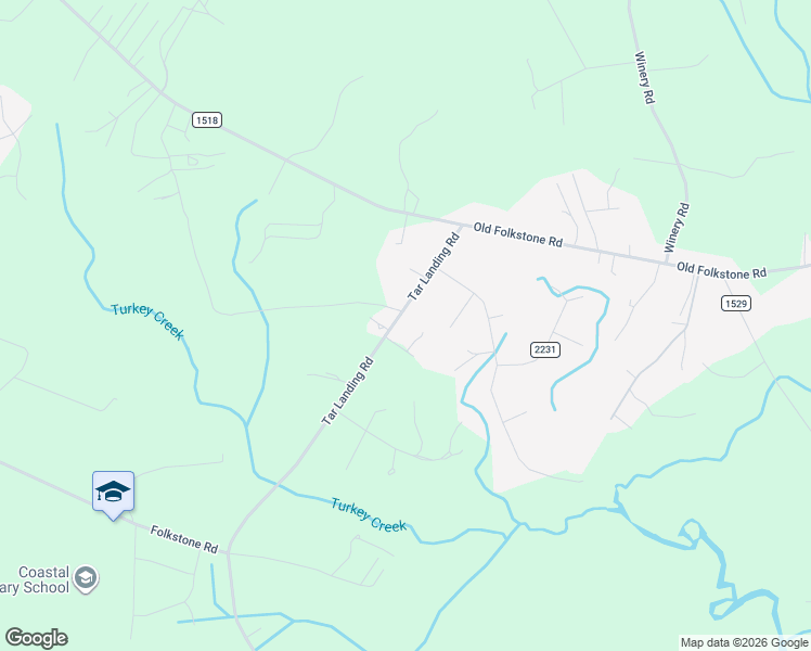 map of restaurants, bars, coffee shops, grocery stores, and more near 153 Tar Landing Road in Holly Ridge