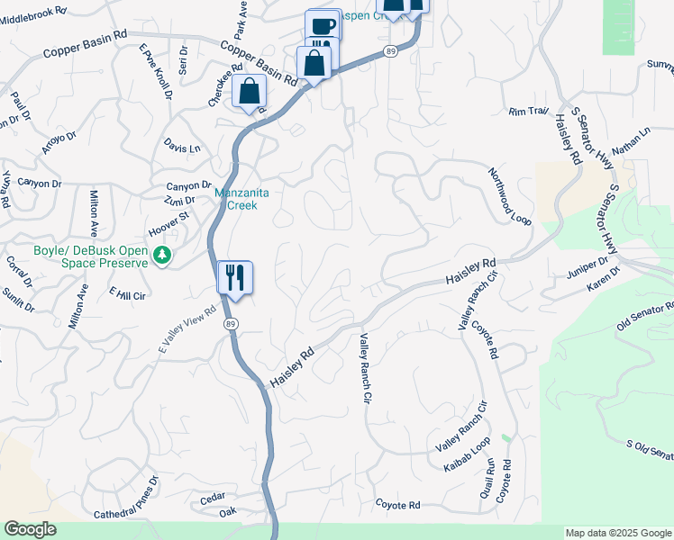 map of restaurants, bars, coffee shops, grocery stores, and more near 1195 Solar Heights Drive in Prescott