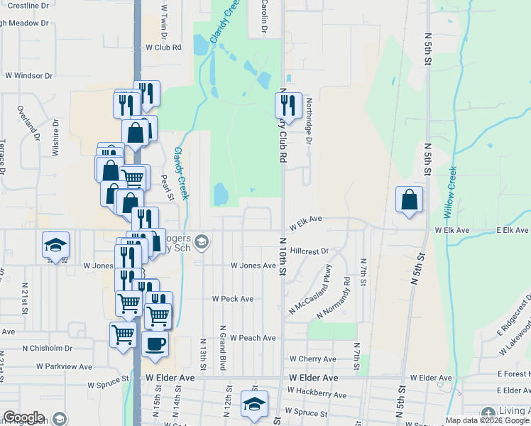 map of restaurants, bars, coffee shops, grocery stores, and more near 1102 Crescent Drive in Duncan