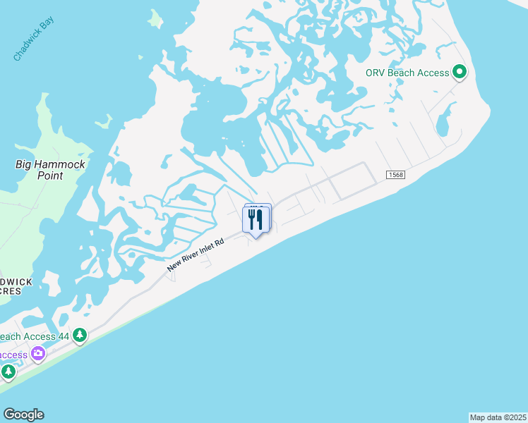 map of restaurants, bars, coffee shops, grocery stores, and more near 204 Sandpiper Drive in North Topsail Beach
