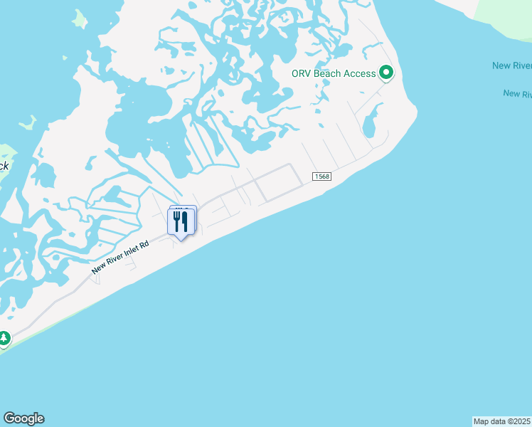 map of restaurants, bars, coffee shops, grocery stores, and more near 387 New River Inlet Road in North Topsail Beach