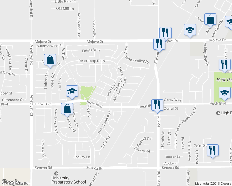 map of restaurants, bars, coffee shops, grocery stores, and more near 14986 Salamander Lane in Victorville