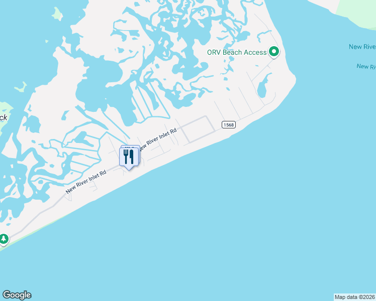 map of restaurants, bars, coffee shops, grocery stores, and more near 2174 New River Inlet Road in North Topsail Beach