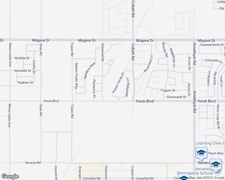 map of restaurants, bars, coffee shops, grocery stores, and more near 14950 Paseo Verde Place in Victorville