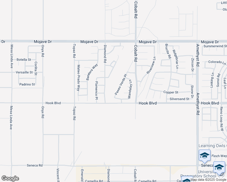 map of restaurants, bars, coffee shops, grocery stores, and more near 14950 Paseo Verde Place in Victorville