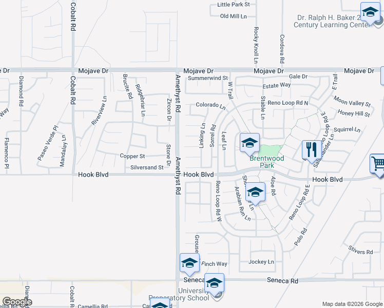 map of restaurants, bars, coffee shops, grocery stores, and more near 13757 Andean Court in Victorville
