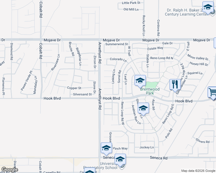 map of restaurants, bars, coffee shops, grocery stores, and more near 13757 Andean Court in Victorville
