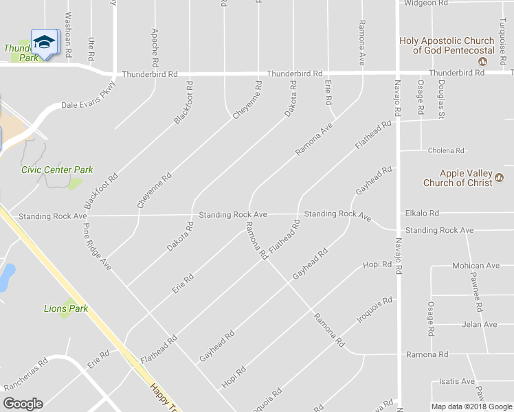 map of restaurants, bars, coffee shops, grocery stores, and more near 14915 Ramona Avenue in Apple Valley