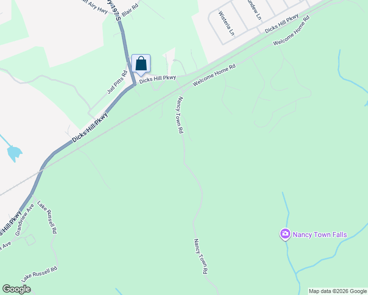 map of restaurants, bars, coffee shops, grocery stores, and more near 450 Nancy Town Road in Mount Airy