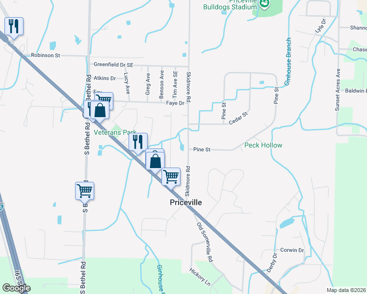 map of restaurants, bars, coffee shops, grocery stores, and more near 142 Skidmore Road in Decatur