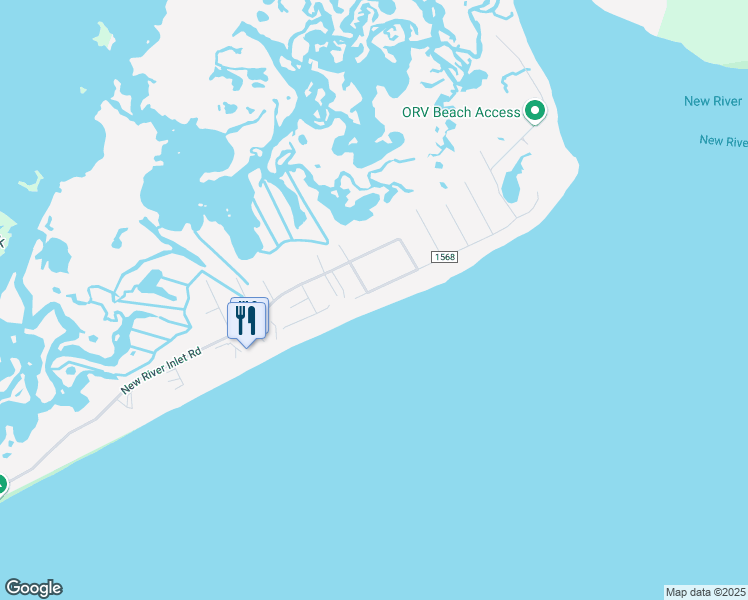 map of restaurants, bars, coffee shops, grocery stores, and more near 2174 New River Inlet Road in North Topsail Beach