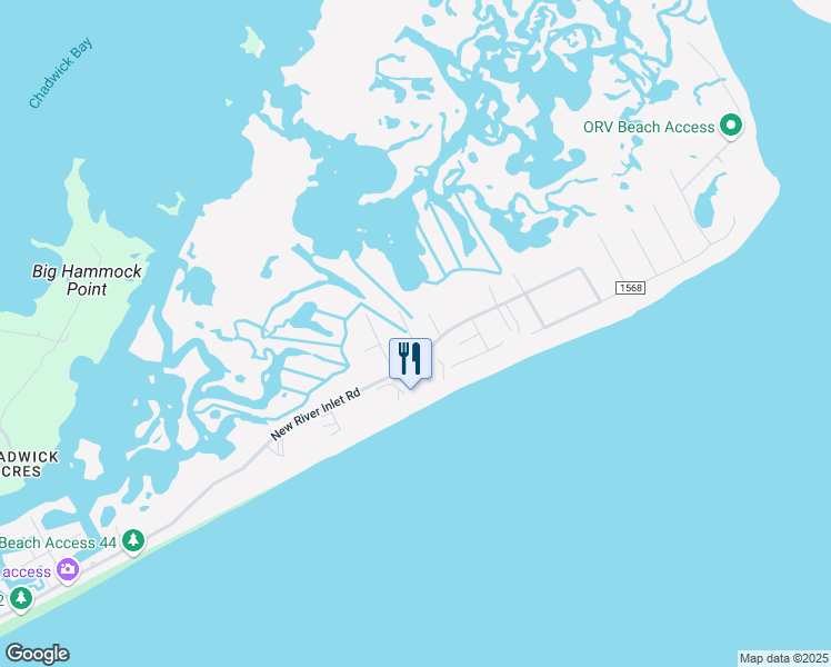 map of restaurants, bars, coffee shops, grocery stores, and more near 204 Sandpiper Drive in North Topsail Beach