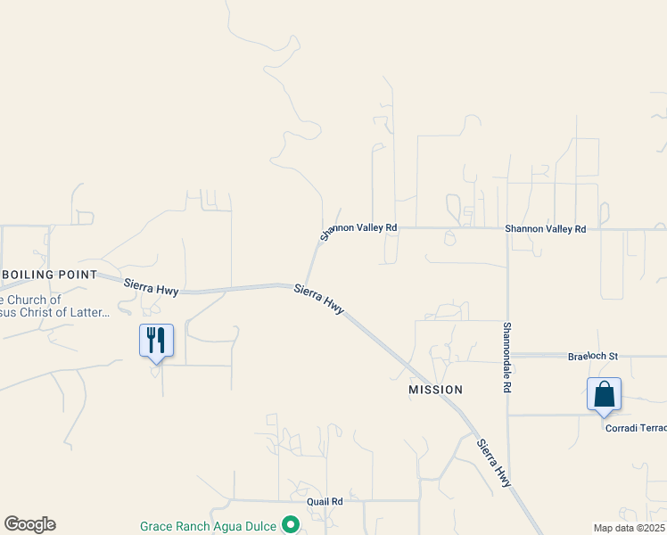 map of restaurants, bars, coffee shops, grocery stores, and more near 6261 Sierra Highway in Acton