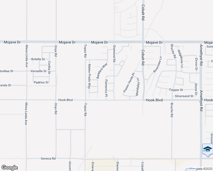 map of restaurants, bars, coffee shops, grocery stores, and more near 15007 Flamenco Place in Victorville