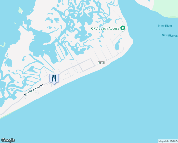 map of restaurants, bars, coffee shops, grocery stores, and more near 2210 New River Inlet Road in North Topsail Beach