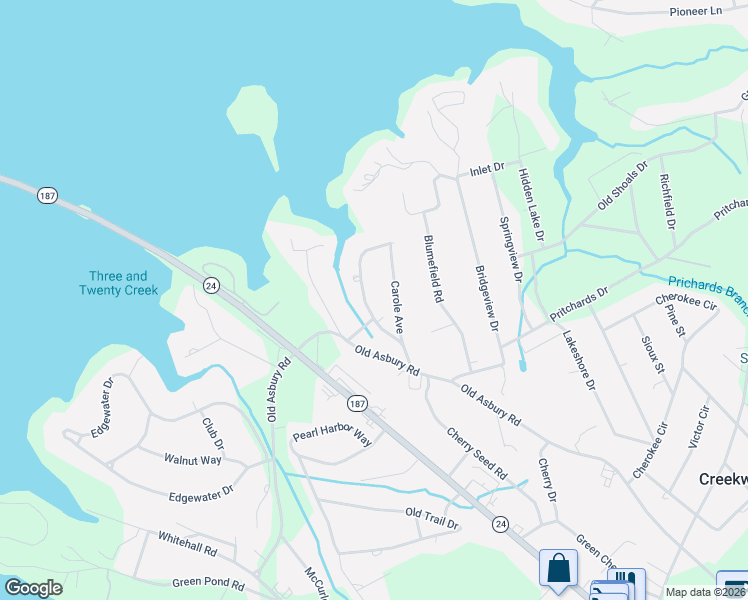map of restaurants, bars, coffee shops, grocery stores, and more near 516 Carole Avenue in Anderson
