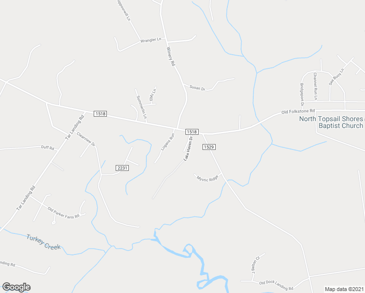 map of restaurants, bars, coffee shops, grocery stores, and more near 106 Bolling Lane in Sneads Ferry