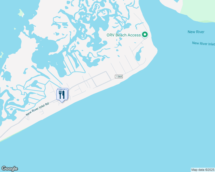 map of restaurants, bars, coffee shops, grocery stores, and more near 2210 New River Inlet Road in North Topsail Beach