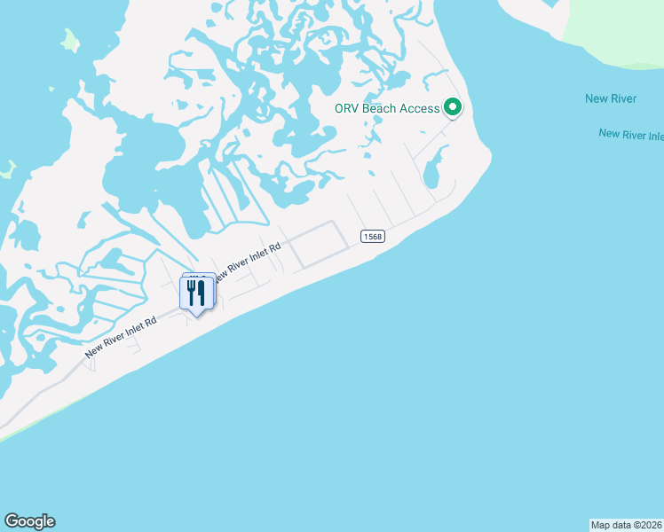 map of restaurants, bars, coffee shops, grocery stores, and more near 2210 New River Inlet Road in North Topsail Beach