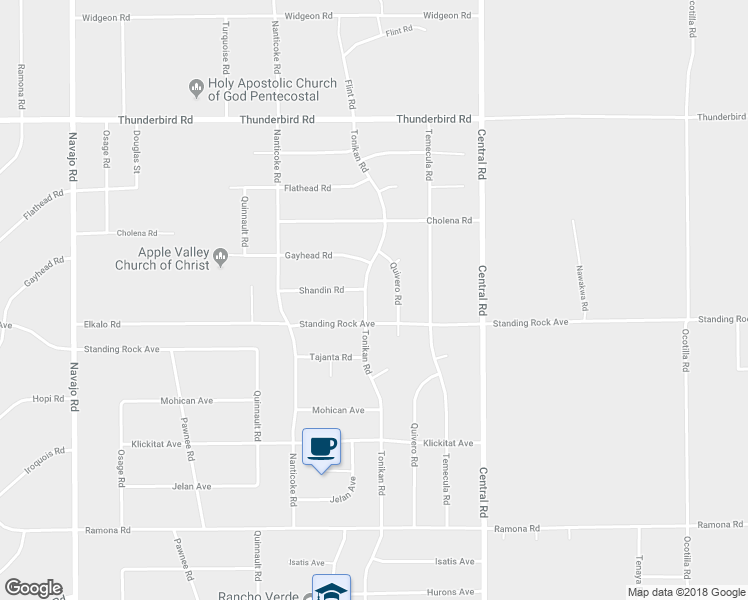 map of restaurants, bars, coffee shops, grocery stores, and more near 14945 Tonikan Road in Apple Valley