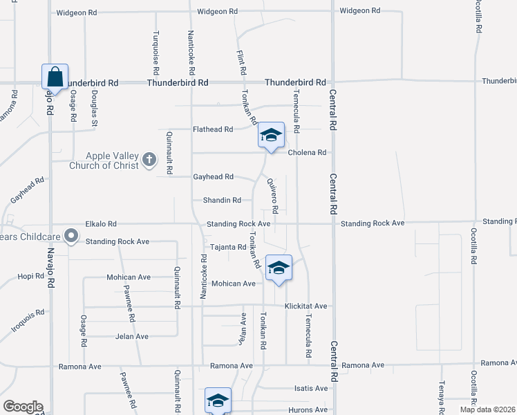 map of restaurants, bars, coffee shops, grocery stores, and more near 14945 Tonikan Road in Apple Valley