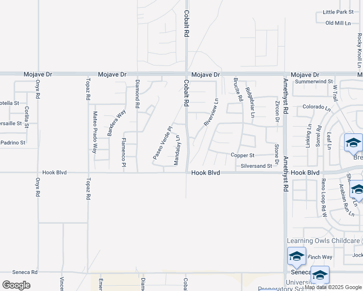 map of restaurants, bars, coffee shops, grocery stores, and more near 14991 Mandalay Lane in Victorville