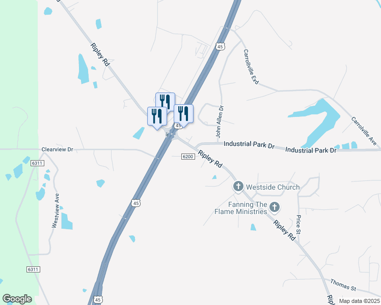 map of restaurants, bars, coffee shops, grocery stores, and more near in Baldwyn