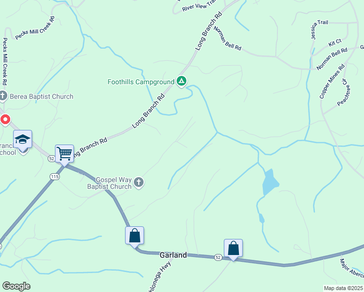 map of restaurants, bars, coffee shops, grocery stores, and more near 490 Lewis Brown Road in Dahlonega