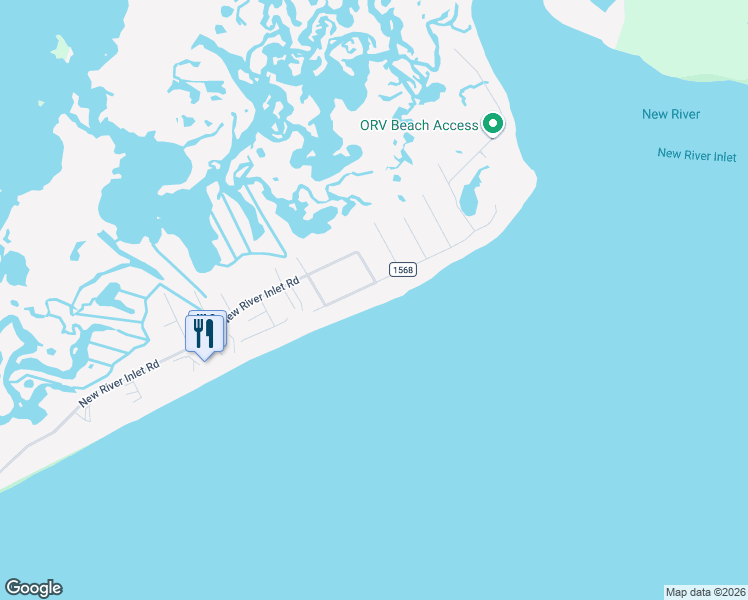 map of restaurants, bars, coffee shops, grocery stores, and more near 180 Sea Gull Lane in North Topsail Beach