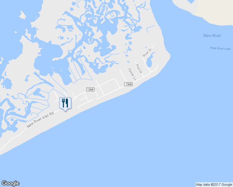 map of restaurants, bars, coffee shops, grocery stores, and more near 2210 New River Inlet Road in North Topsail Beach