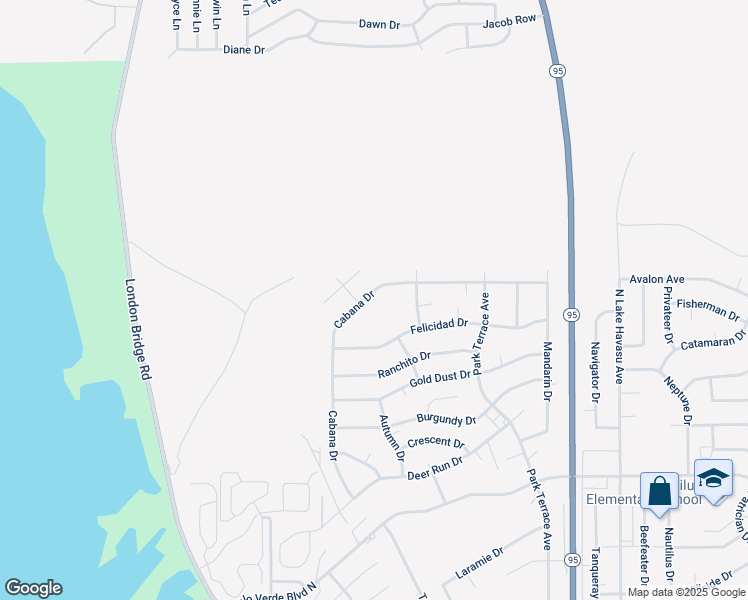 map of restaurants, bars, coffee shops, grocery stores, and more near 1811 Cabana Dr in Lake Havasu City
