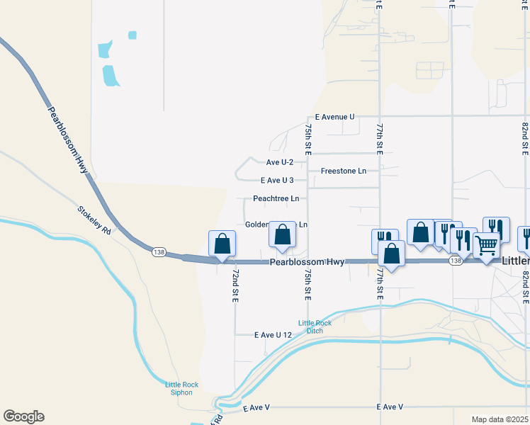 map of restaurants, bars, coffee shops, grocery stores, and more near 35340 Harvest Court in Littlerock