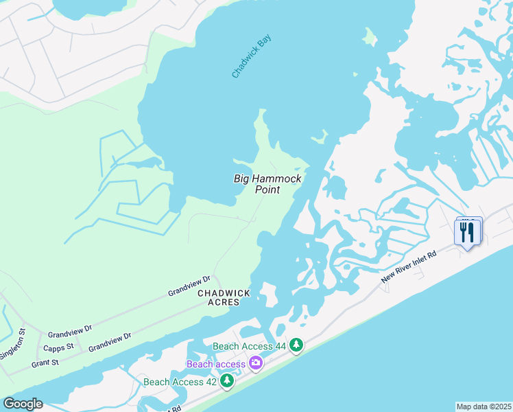 map of restaurants, bars, coffee shops, grocery stores, and more near 157 Big Hammock Point Road in Sneads Ferry