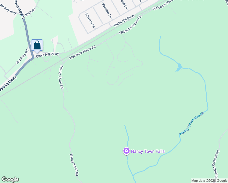 map of restaurants, bars, coffee shops, grocery stores, and more near Dogwood Drive in Mount Airy