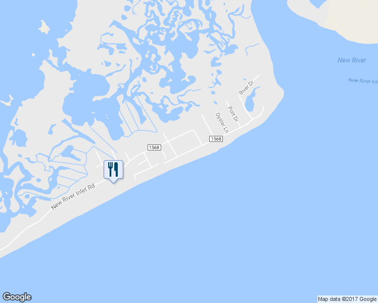 map of restaurants, bars, coffee shops, grocery stores, and more near 2214 New River Inlet Road in Sneads Ferry