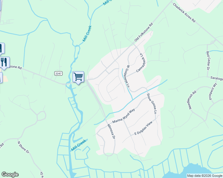 map of restaurants, bars, coffee shops, grocery stores, and more near 512 Romper Road in Sneads Ferry