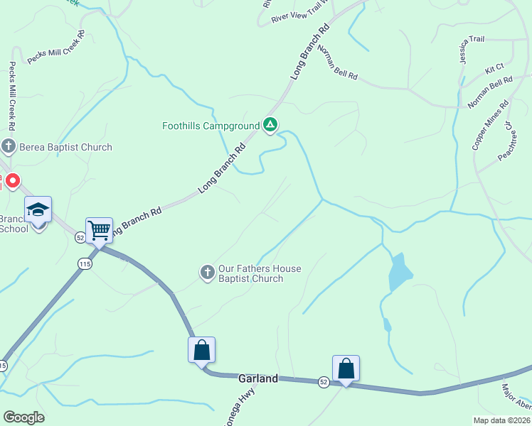 map of restaurants, bars, coffee shops, grocery stores, and more near 0 Cool Springs Lane in Murrayville