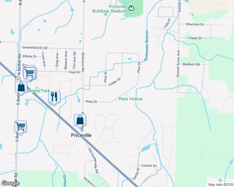 map of restaurants, bars, coffee shops, grocery stores, and more near 148 Pine Street in Decatur
