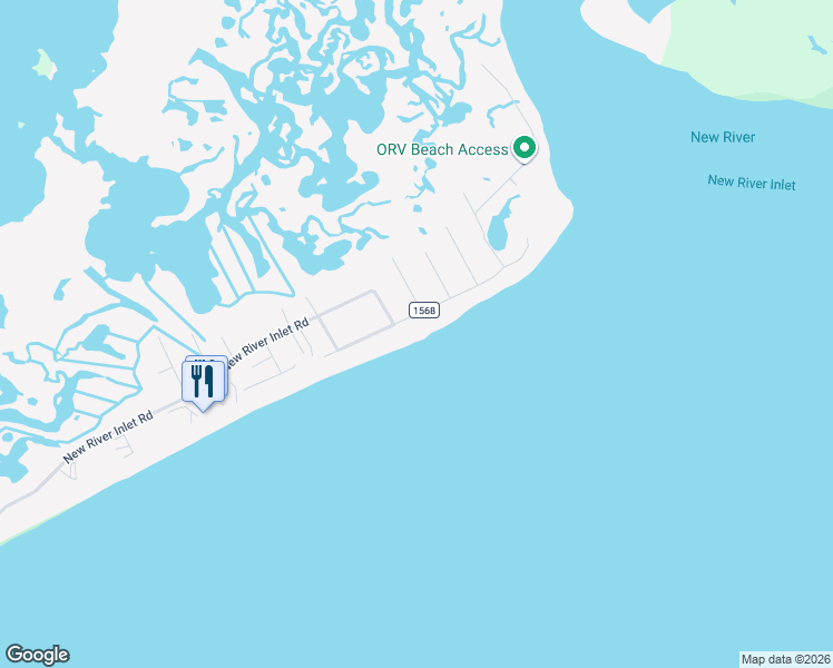 map of restaurants, bars, coffee shops, grocery stores, and more near 2250 New River Inlet Road in North Topsail Beach