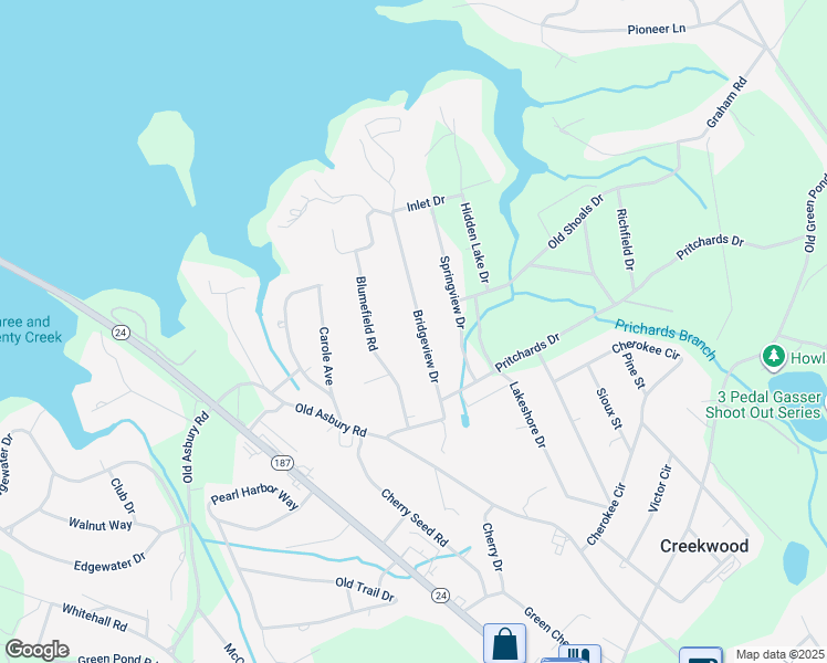 map of restaurants, bars, coffee shops, grocery stores, and more near 237 Bridgeview Drive in Anderson