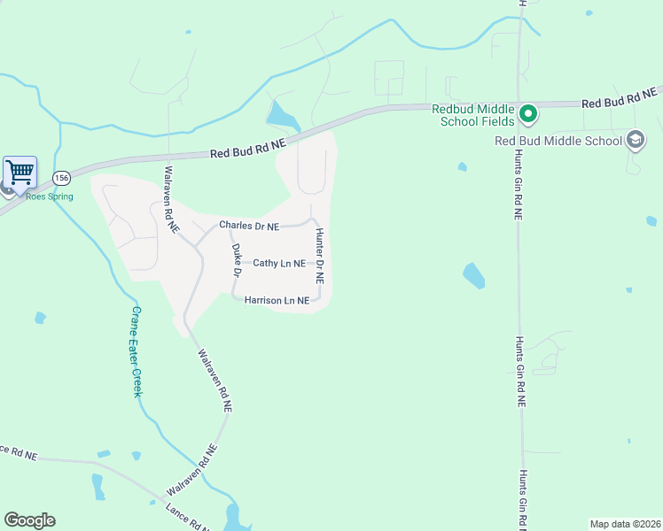 map of restaurants, bars, coffee shops, grocery stores, and more near 152 Hunter Drive Northeast in Calhoun