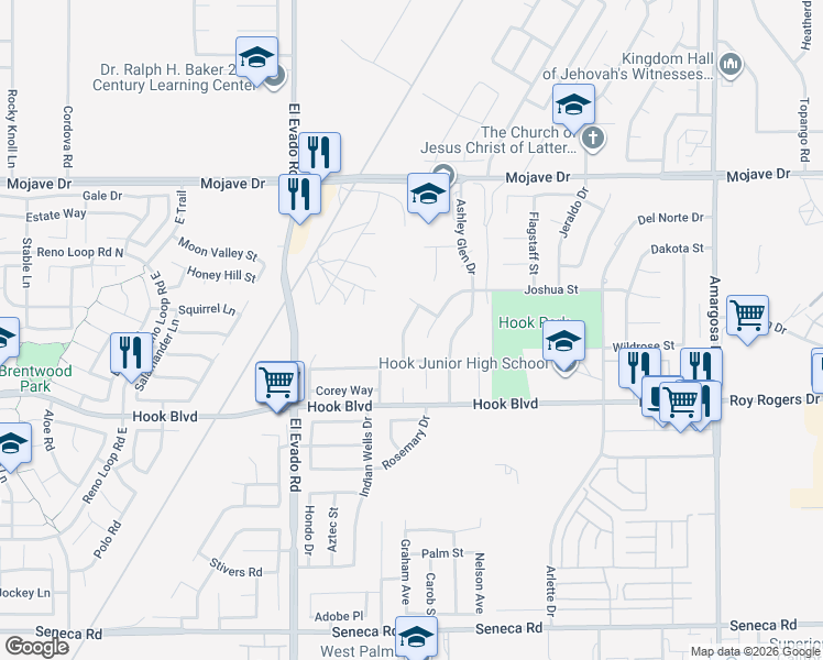 map of restaurants, bars, coffee shops, grocery stores, and more near 15027 Highlander Drive in Victorville