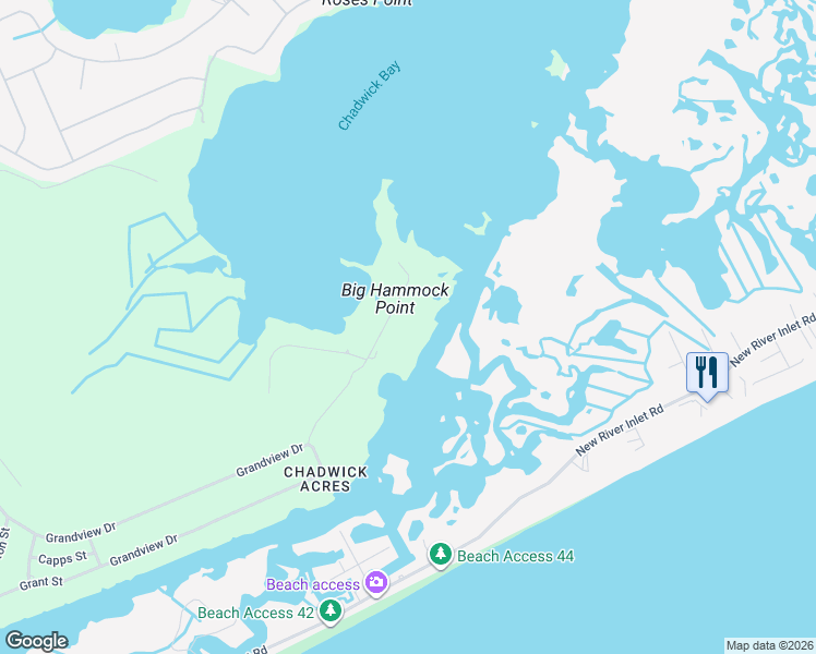 map of restaurants, bars, coffee shops, grocery stores, and more near 162 Big Hammock Point Rd in Sneads Ferry