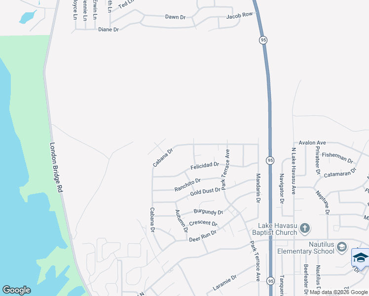 map of restaurants, bars, coffee shops, grocery stores, and more near 1860 Cabana Dr in Lake Havasu City