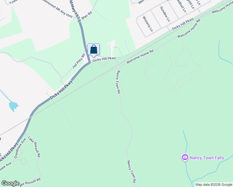 map of restaurants, bars, coffee shops, grocery stores, and more near 427 Nancy Town Road in Mount Airy